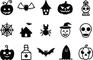 Poster - Halloween icons collection in clean and minimalist style