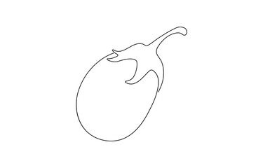 Fototapete - Continuous one line drawing Eggplant, eggplant fruit black sketch isolated, Eggplant in continuous line art drawing style. Single line drawing eggplant.
