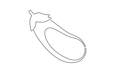 Fototapete - Continuous one line drawing Eggplant, eggplant fruit black sketch isolated, Eggplant in continuous line art drawing style. Single line drawing eggplant.