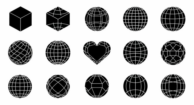 Geometric Shapes Black and White Collection Set Vector Graphics