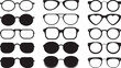 © Shahbaz - Collection of fifteen different styles of eyeglasses and sunglasses in black and white illustration created with generated ai