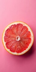 Wall Mural - Grapefruit Slice on Pink Background
