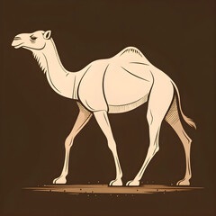 Fototapete - A full-body silhouette of a camel with one hump, lying down in a resting position with clear outlines and a minimalistic design.