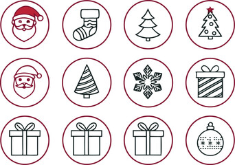 Poster - Christmas icons in circles holiday design