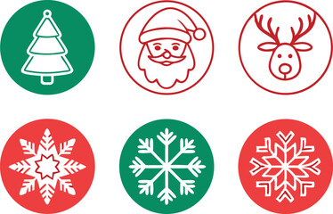Poster - Christmas icons set green and red circles
