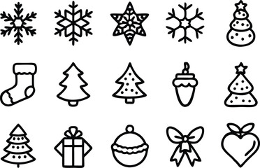 Poster - Christmas icons set in black and white