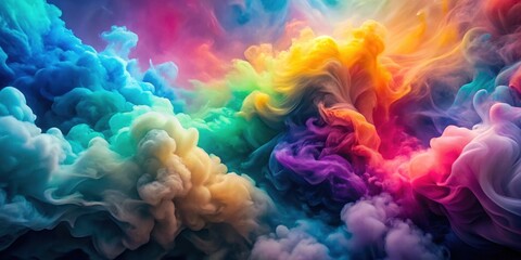 Wall Mural - Vibrant abstract smoke clouds in dynamic colors with swirling shapes and pastel hues