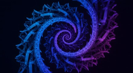 Fototapete - Abstract Digital Spiral with Blue and Purple Gradient A Futuristic Data Visualization and Conceptual Design Element for Technology