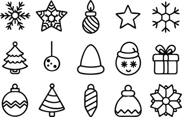 Poster - Hand drawn christmas icons in black and white