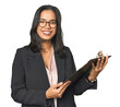 © Asier - Latina businesswoman holding a report in studio