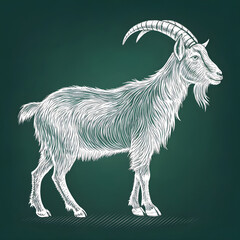 Fototapete - A full-body silhouette of a goat in side profile, featuring visible horns and a simple, minimalistic design.