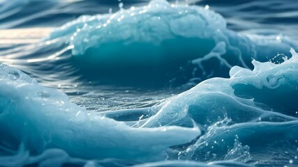 Poster - Blue ocean wave close up in a splash of water and sea