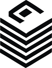 Poster - Abstract black and white geometric design layered isometric cube shape