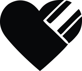 Poster - Abstract black heart graphic design with parallel lines pattern