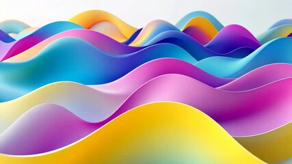 Poster - Colorful, Wavy, Layered Shapes Create an Abstract Background Illustration.
