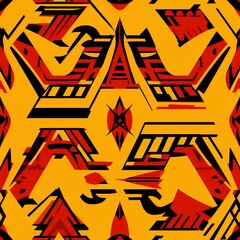 Poster - Abstract Geometric Pattern with Red Yellow Black Shapes
