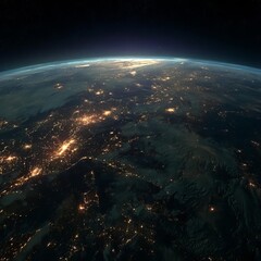 space exploration day earth view from space at night with lights.