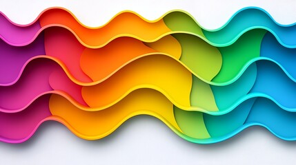 Poster - Colorful Rainbow Waves Abstract Background Design