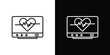 © Vince - Heart rate monitor icon in black. flat graphic vector icon