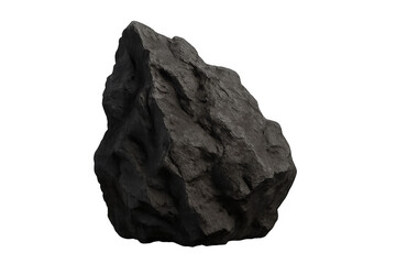 Poster - Photorealistic 3d rendering of a dark gray rock isolated on a transparent background, ready for compositing into any project