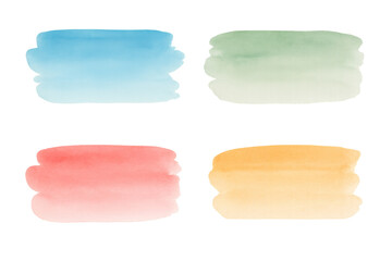 Poster - Four colorful watercolor brushstrokes creating a vibrant and artistic design element on a transparent background