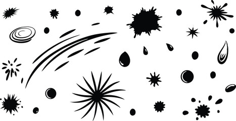 Poster - Abstract black and white splatter and burst elements