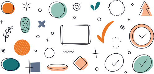 Poster - Abstract geometric shapes and doodle vector elements