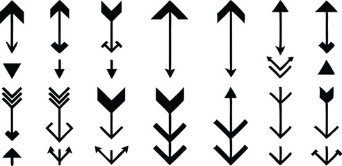 Poster - Collection of black vector arrows pointing directions
