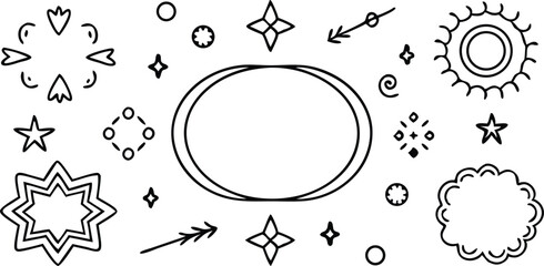 Poster - Doodle elements in black and white design