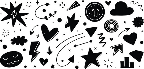 Poster - Hand drawn doodle elements in black and white