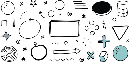 Poster - Hand drawn doodle elements isolated on white background
