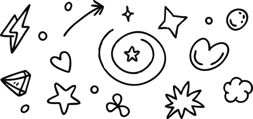 Poster - Hand drawn doodle elements in black and white Color