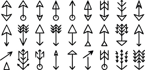 Poster - Set of hand drawn arrow symbols illustrations