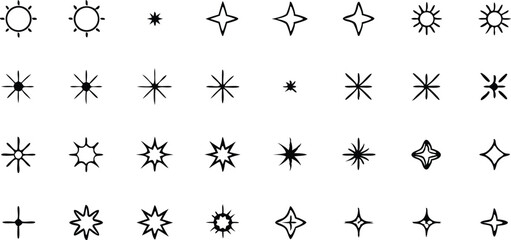 Poster - Set of hand drawn star and sun icons