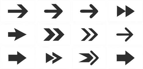 Poster - Set of various black arrow directional icons