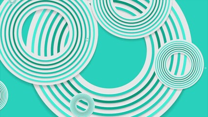 Aufkleber - Turquoise white paper circles concept abstract geometric background. Seamless looping motion design. Video animation Ultra HD 4K 3840x2160