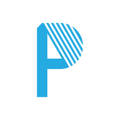 Leinwandbilder - Modern Blue Letter P Logo Abstract Design.