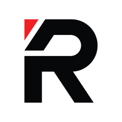 Leinwandbilder - Modern Abstract R-Shaped Logo Design with Bold Black and Red Details.