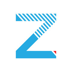 Leinwandbilder - Modern Blue Letter Z Logo with Striped Abstract Design.
