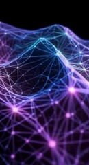 Poster - Abstract Network Connection Background with Glowing Nodes and Lines on Dark Backdrop