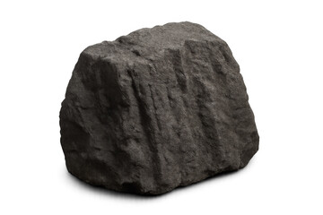 Poster - Photorealistic 3d rendering of a dark gray rock isolated on transparent background, perfect for geology, nature, and environment-related projects