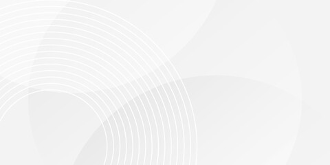 Poster - White geometric abstract background overlap layer on bright space with lines effect decoration. Modern graphic design element circles style concept for banner.