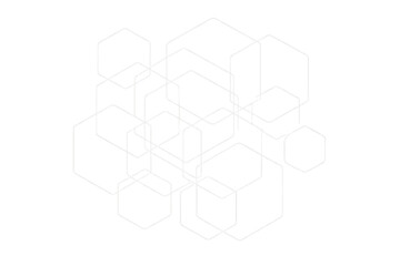 Poster - Intertwined white hexagons create an abstract design on a transparent background, perfect for modern and technological projects