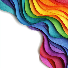 Poster - Colorful layered paper art with rainbow gradient on white background, top left corner