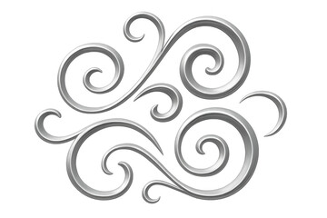 Poster - Metallic silver swirls forming a decorative ornament, perfect for adding a touch of elegance to designs, on a transparent background
