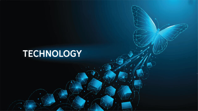 Digital Butterfly Technology and Data Flow Illustration