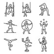 © Sam Studio - Circus Performer & Acrobat Outline Icons Set