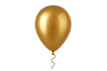 Aufkleber - Realistic golden balloon hovering, curled ribbon trailing, transparent background highlighting celebratory elegance