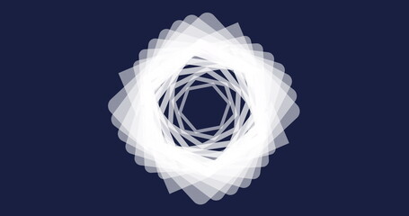 Poster - Spiraling central motif rotating on abstract digital canvas, with translucent white squares
