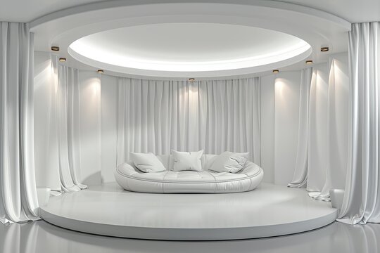 Clear Pixel Picture of Empty Round Room, Luxury Showcase Room, 3D RenderingHigh Detail, 8K